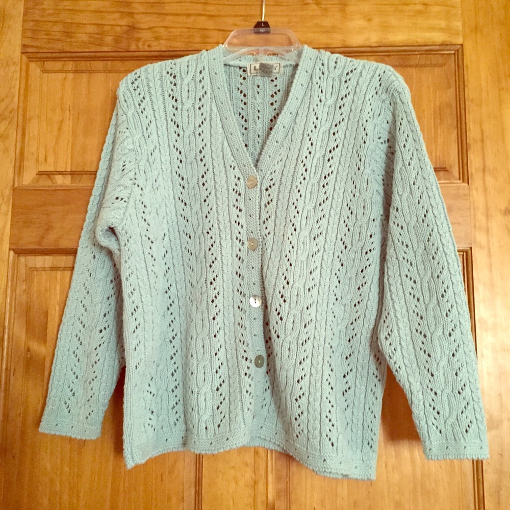 LL Bean - Button Cardigan Mint Green (Cotton)